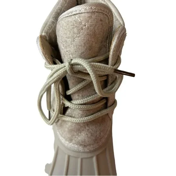 Gypsy Jazz Quack Duck Boots Womens 8 Cream Ankle Black Rubber Lace Up - Picture 7 of 14